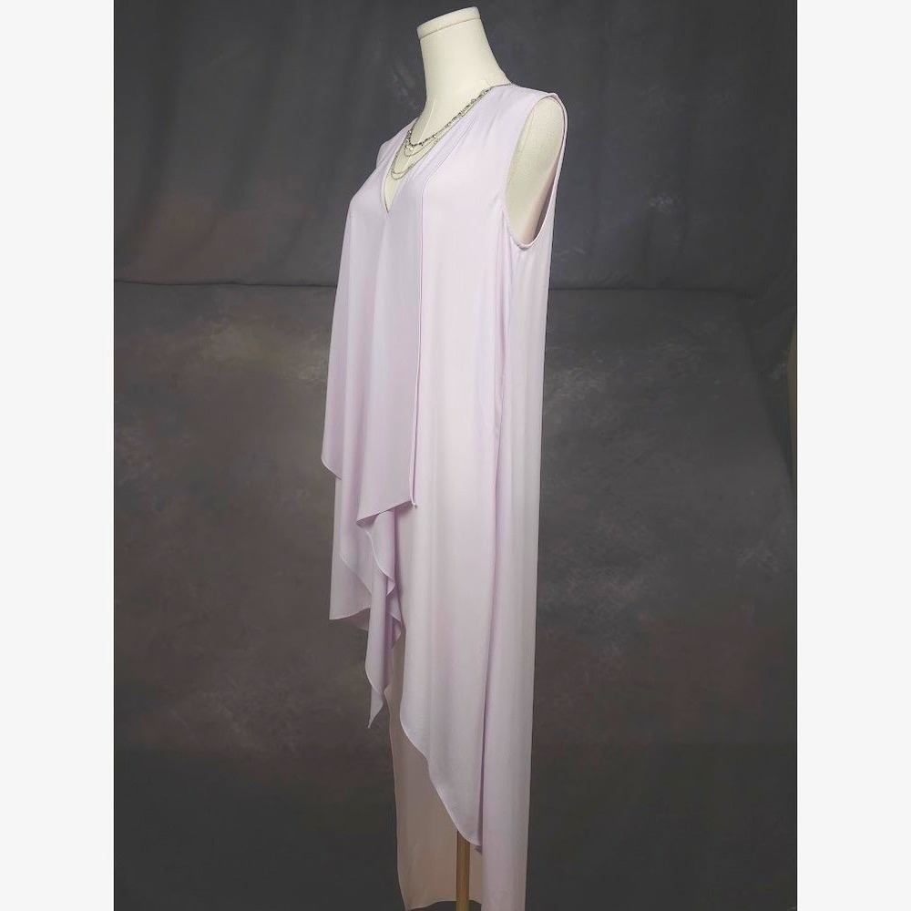 BCBGMAXAZRIA Lavender Tara Cascade Ruffle Dress Small High Low Sheer Tunic - Picture 2 of 7